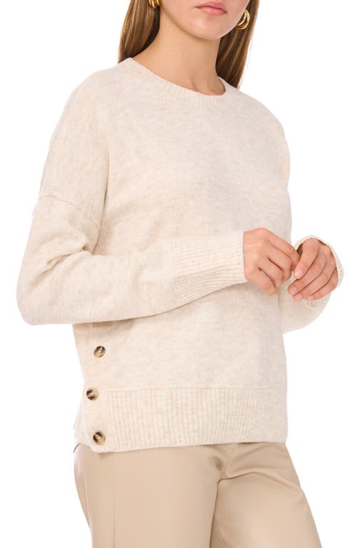 Shop Vince Camuto Three Button Crewneck Sweater In Malted