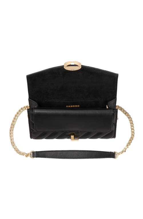 Shop Sandro Leather Crossbody Clutch Bag In Black