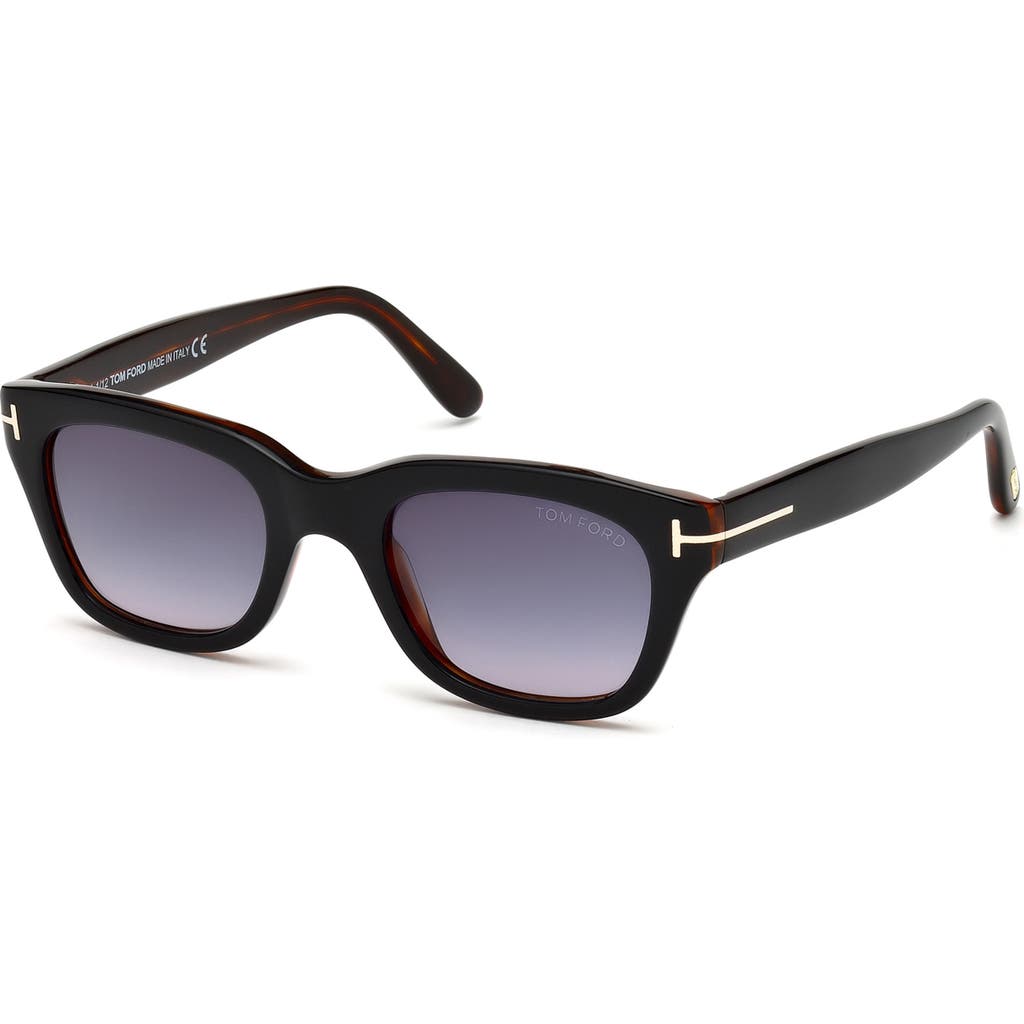 Tom Ford 52mm Gradient Rectangular Sunglasses In Black/other/gradient Smoke