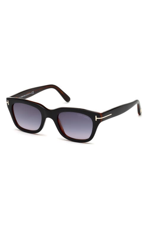 TOM FORD 52mm Gradient Rectangular Sunglasses in Black/Other /Gradient Smoke at Nordstrom