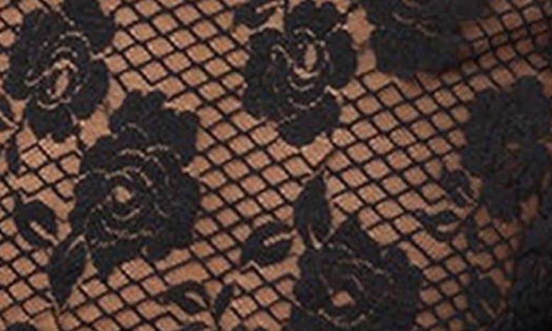Shop Edikted Rose Embroidery Long Sleeve Fishnet Top In Black