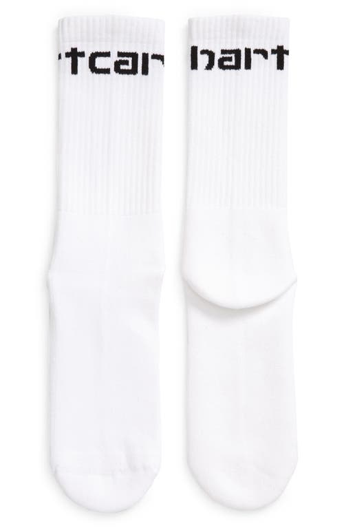 Carhartt Work In Progress Logo Crew Socks in White /Black 