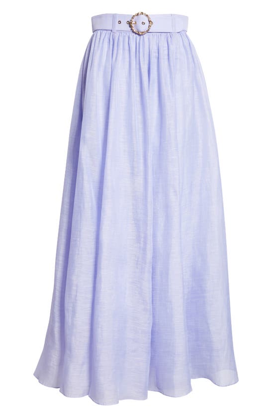 Shop Zimmermann Belted Linen Maxi Skirt In Periwinkle