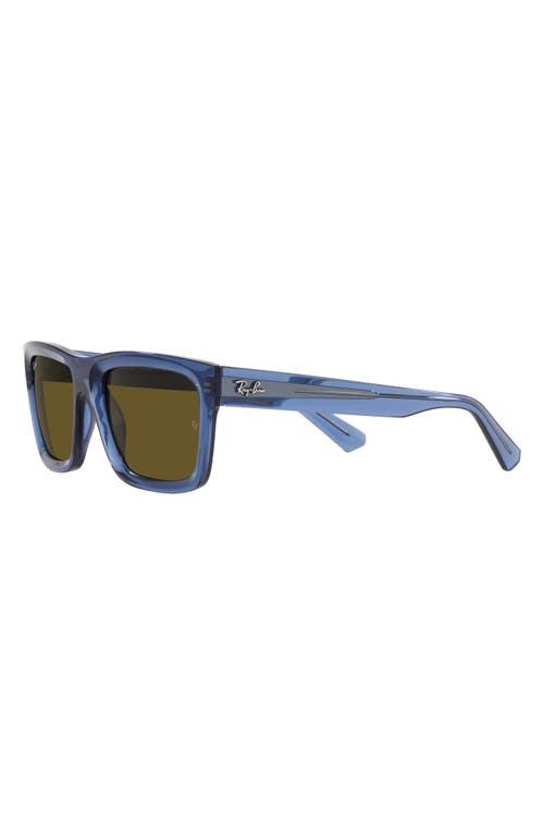 Shop Ray Ban Ray-ban Warren 57mm Rectangular Sunglasses In Dark Brown/blue