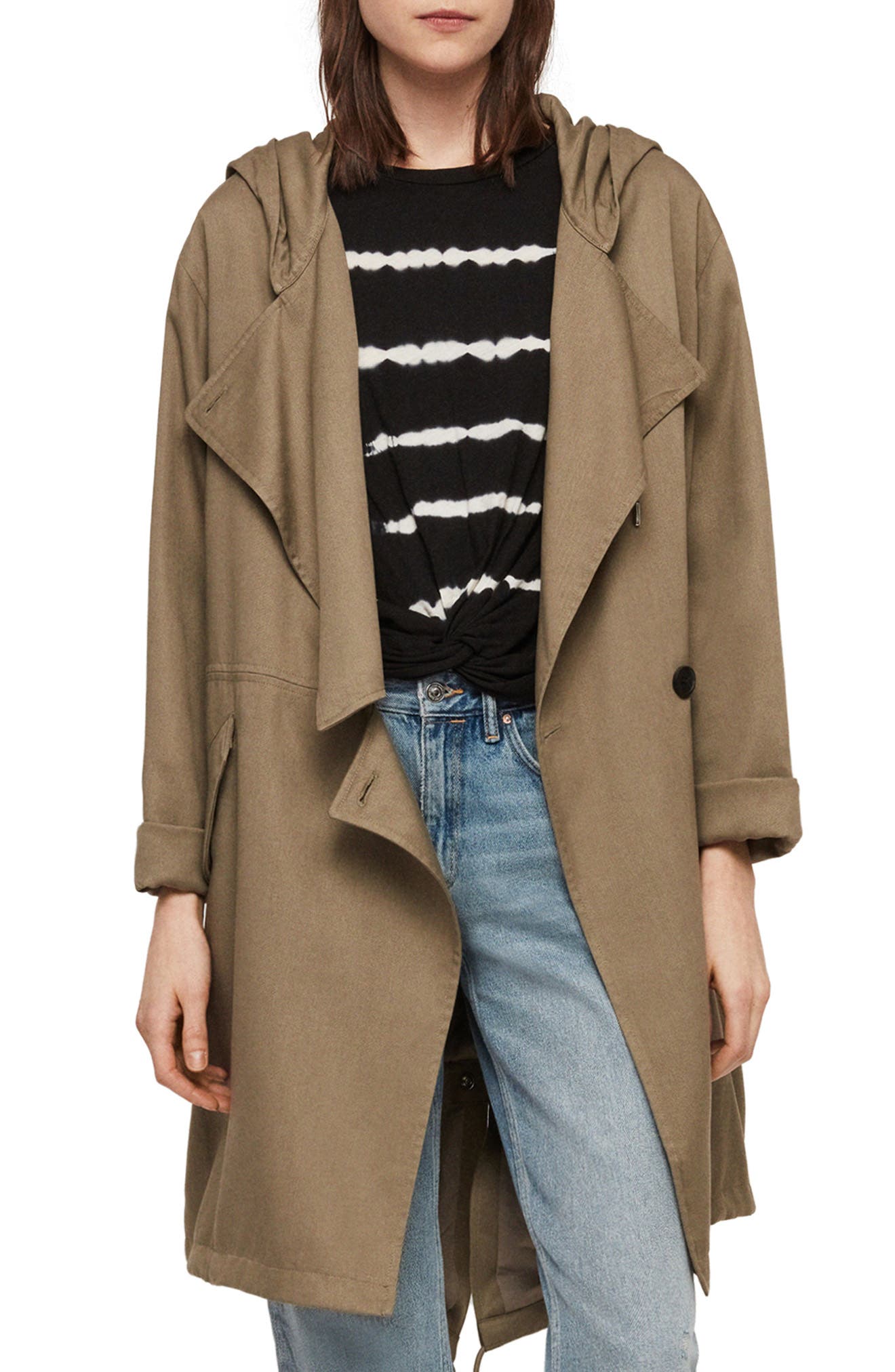 allsaints bexley trench coat