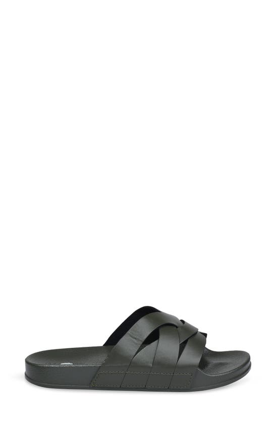 Shop Gaahuu Crisscross Strap Slide Sandal In Olive