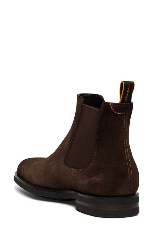 Santoni Brown Suede Chelsea Boots In Dark Brown