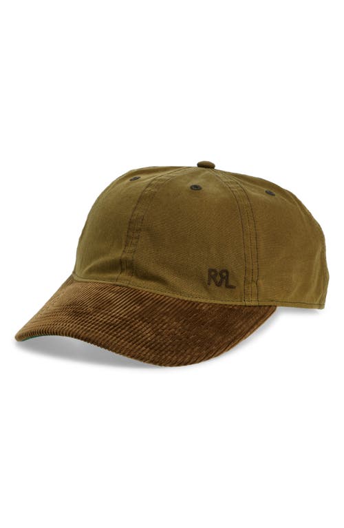 Shop Double Rl Corduroy Brim Adjustable Cotton Oil Cloth Baseball Cap In Explorer Olive