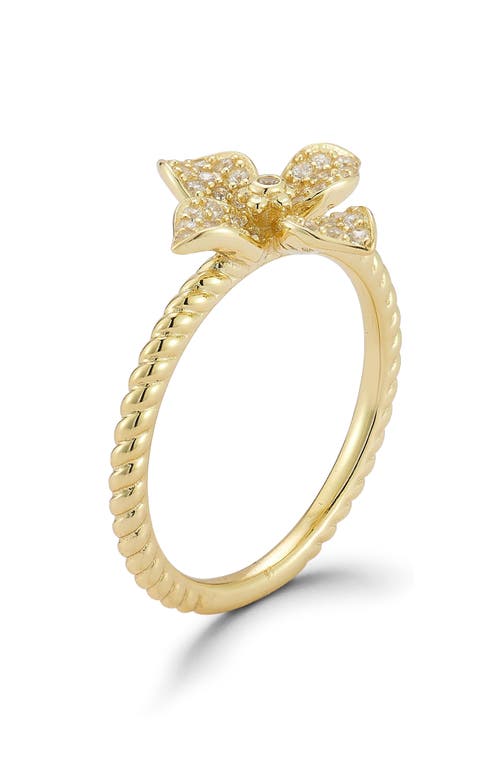 Sphera Milano Cz Pavé Flower Ring In Gold