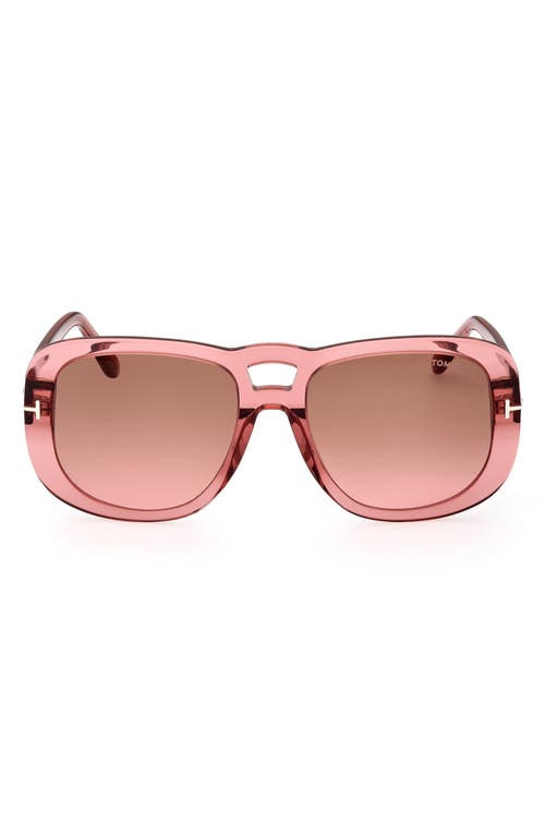 TOM FORD 56mm Gradient Aviator Sunglasses in Shiny Pink /Gradient Brown at Nordstrom