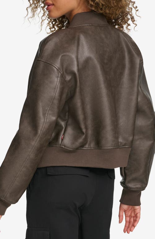 Shop Levi's Relaxed Faux Leather Bomber Jacket In Ash