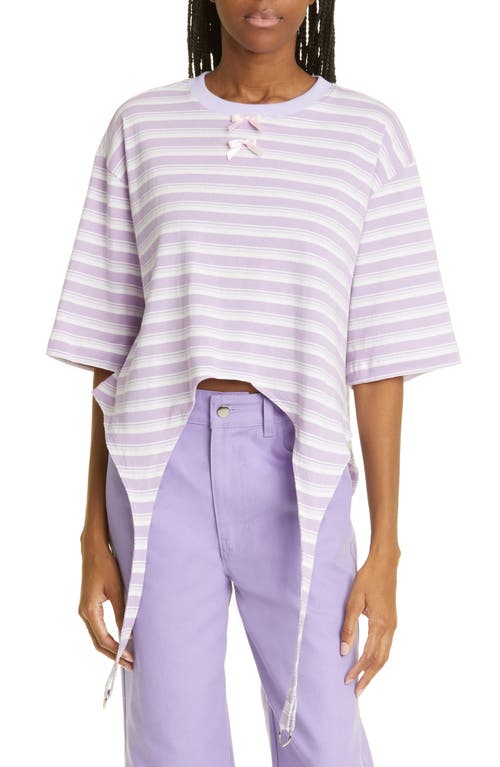 KkCo Annika Garter Cotton T-Shirt in Striped Lilac