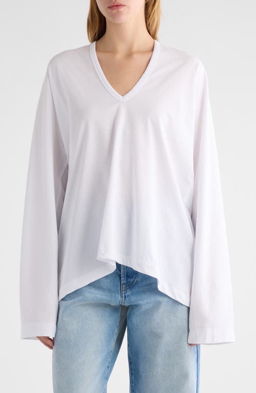 Shop Dries Van Noten Hena V-neck Long Sleeve Cotton T-shirt In White