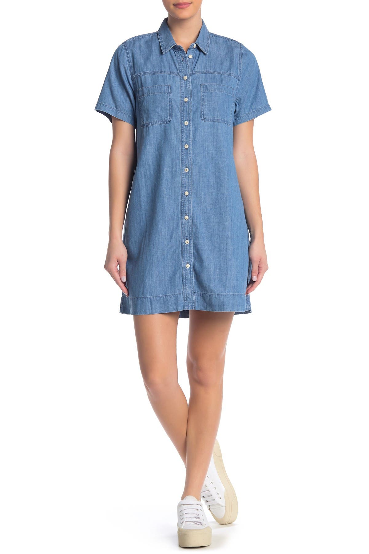 denim short sleeve shirt dress