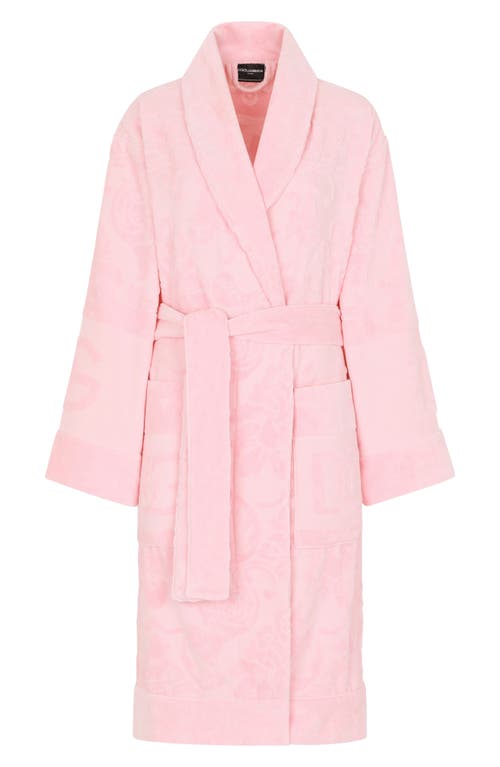 Dolce & Gabbana Dolce&gabbana Logo Jacquard Cotton Terry Robe In Pink
