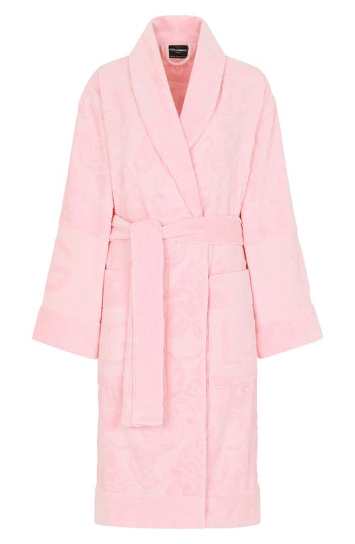 Shop Dolce & Gabbana Dolce&gabbana Logo Jacquard Cotton Terry Robe In Pink