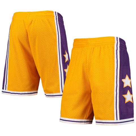 Men's Mitchell & Ness Los Angeles Lakers Hardwood Classics White Out  Swingman Shorts