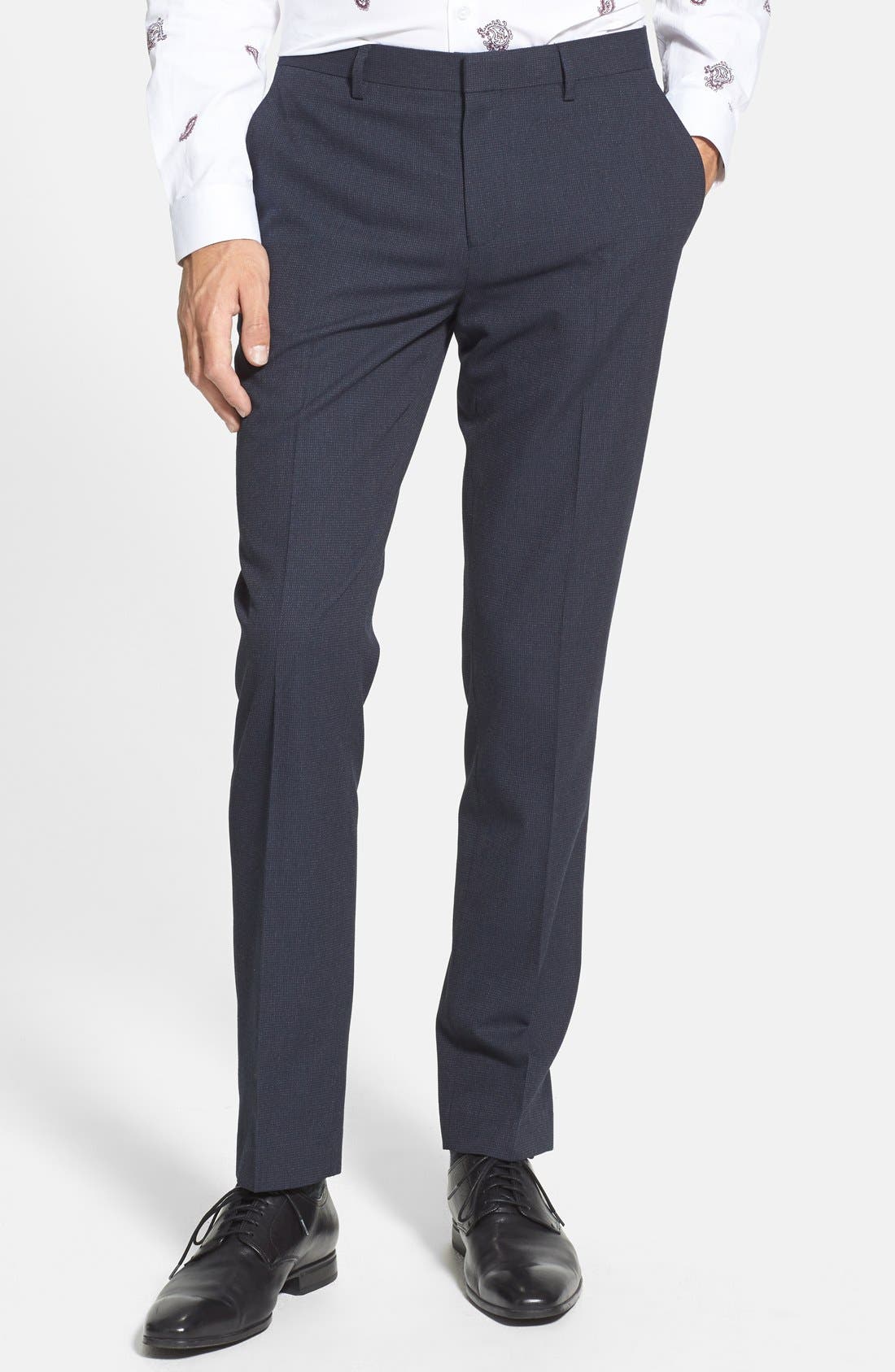 navy skinny fit trousers