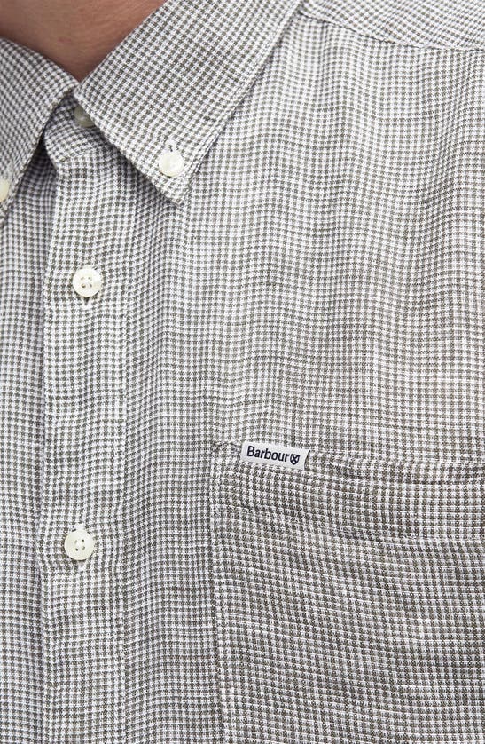 Barbour Linton Tailored Fit Check Linen Button-down Shirt In Olive