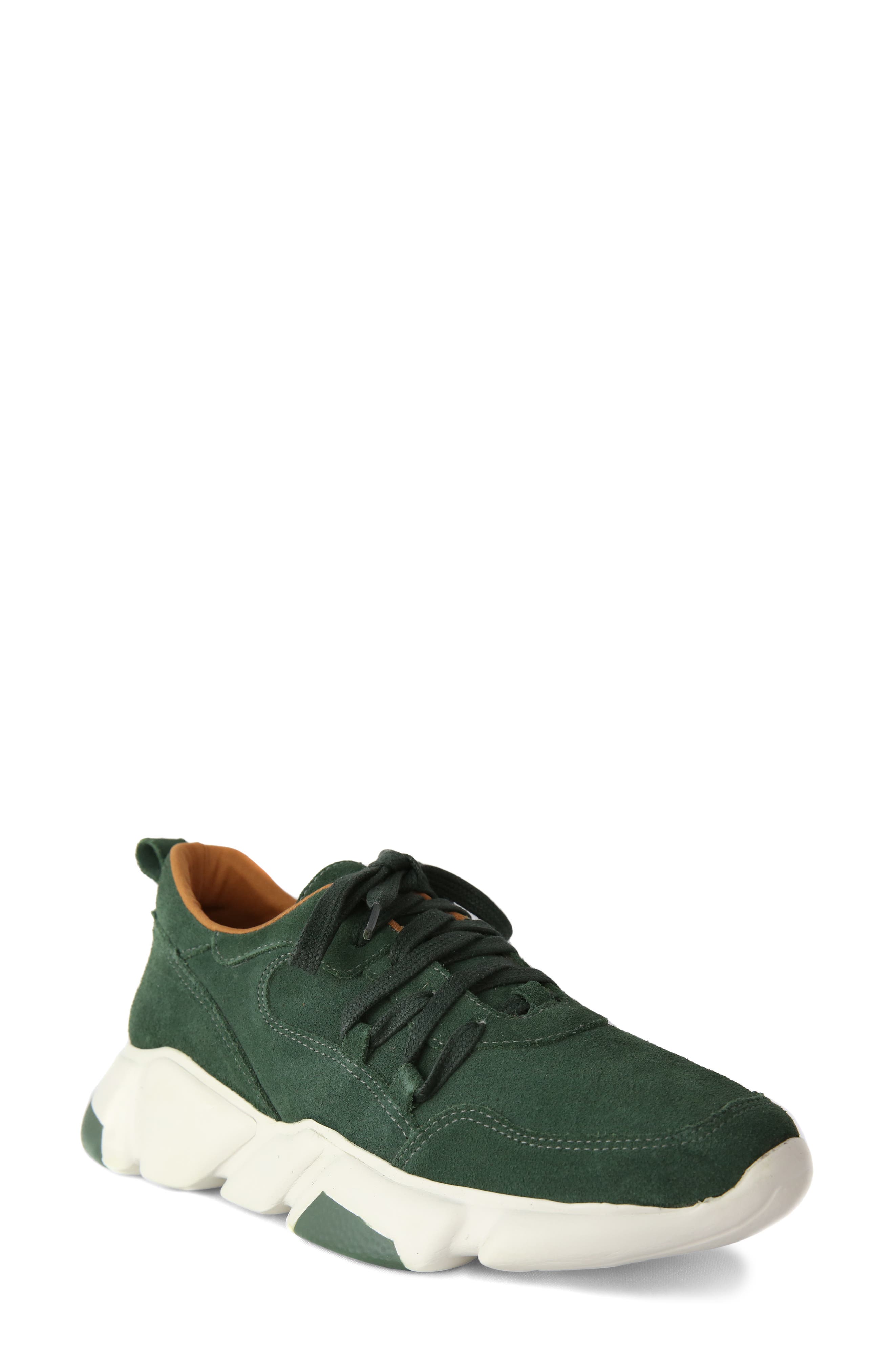 green athletic shoes