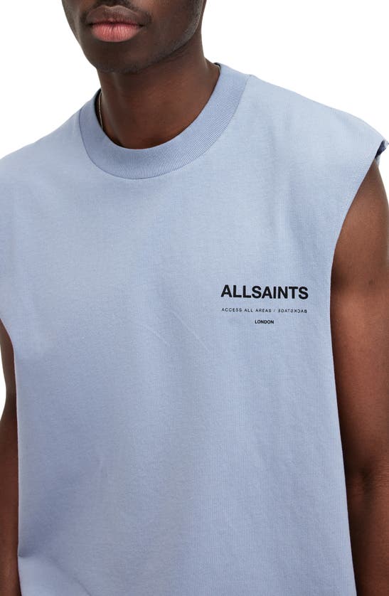 Shop Allsaints Access Logo Graphic Muscle Tee In Ashcott Blue