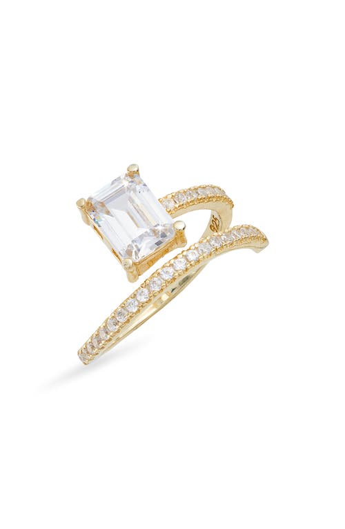 Cubic Zirconia Bypass Statement Ring in Gold/White
