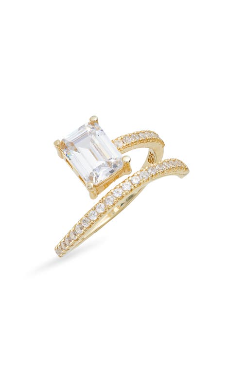 Shymi Cubic Zirconia Bypass Statement Ring In Gold/white