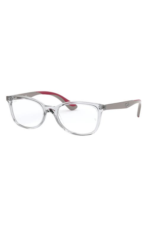 Ray Ban Ray-ban Kids' 49mm Rectangular Optical Glasses In Transparent/grey