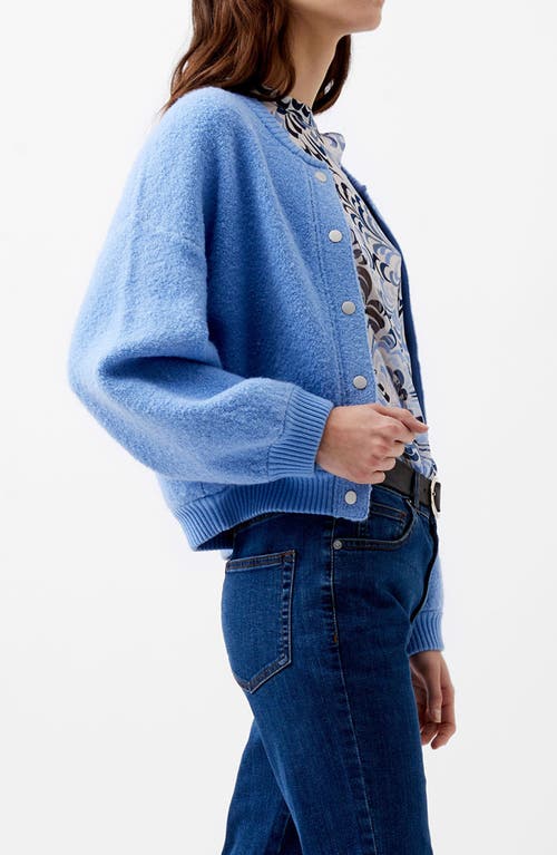 Shop French Connection Melissa Knit Bomber Jacket In Dusted Blue