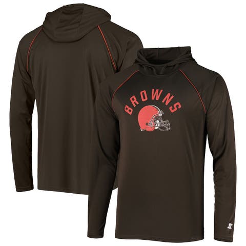 Men's Cleveland Browns Starter Brown The Reliever Raglan Full-Snap Jacket