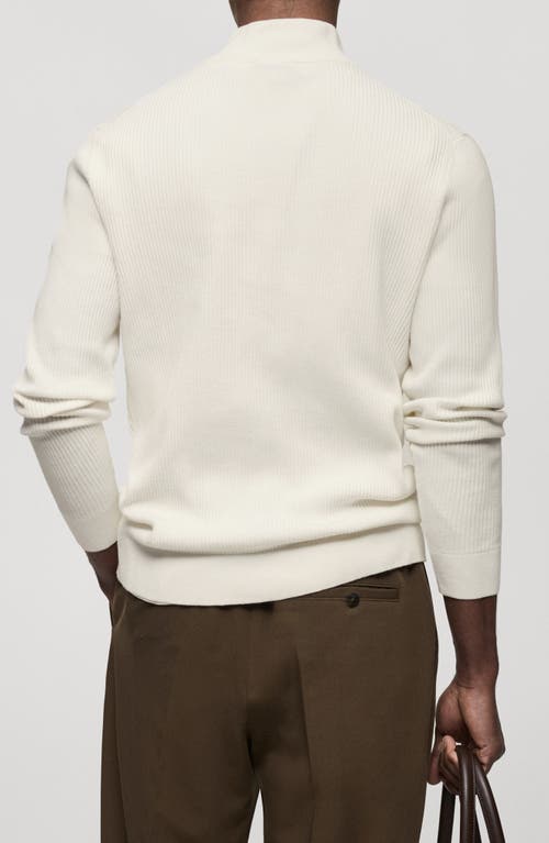 Shop Mango Perkins Half Zip Sweater In White