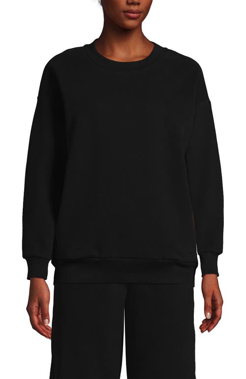 Shop Lands' End Serious Sweats Relaxed Long Sleeve Crew Neck Sweatshirt In Black