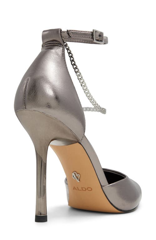 Shop Aldo Aurelina Chain Ankle Strap Pointed Toe Pump In Grey