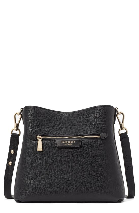 Shop Kate Spade Hudson Pebble Leather Shoulder Bag In Black