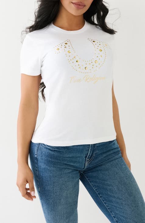 Lucky Brand Women's Studded Butterfly Graphic-Print Boyfriend T