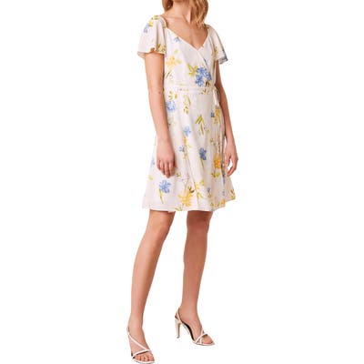French Connection Eme Crepe Faux Wrap Dress, White