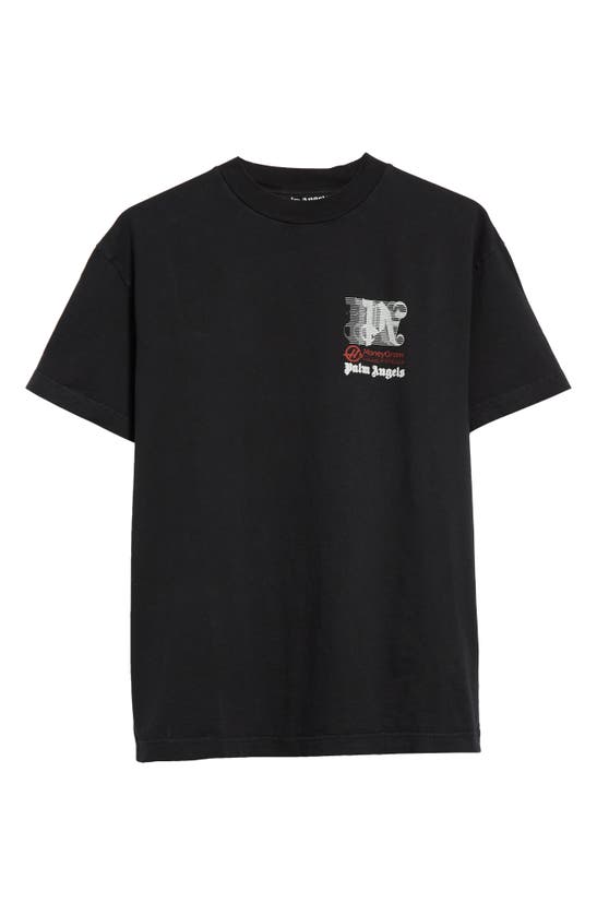 Shop Palm Angels X Moneygram Haas F1 Cotton Graphic T-shirt In Black Offwhite
