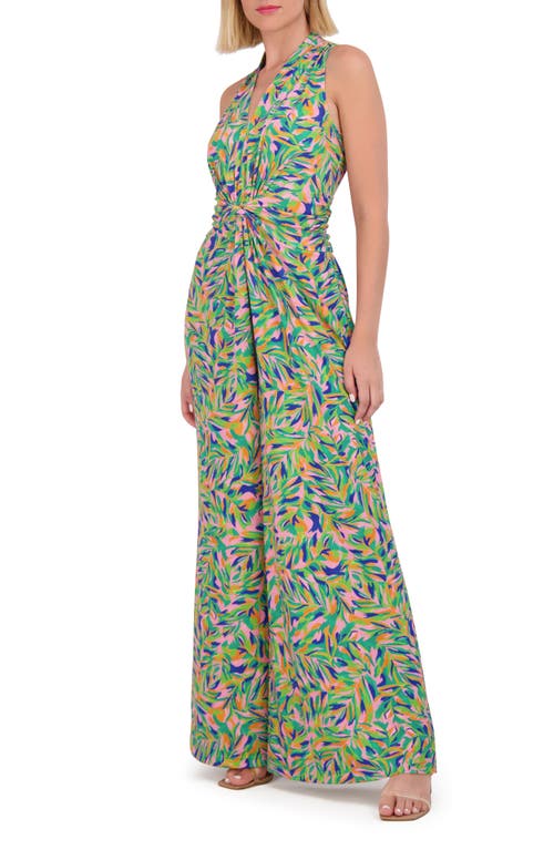 Print Twist Wide Leg Jumpsuit in Green Multi