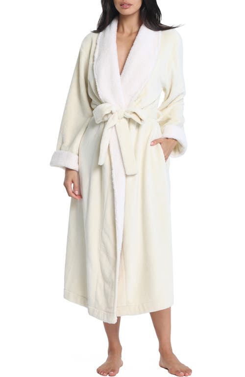 High Pile Fleece Robe & Sleep Mask Set in Vanilla