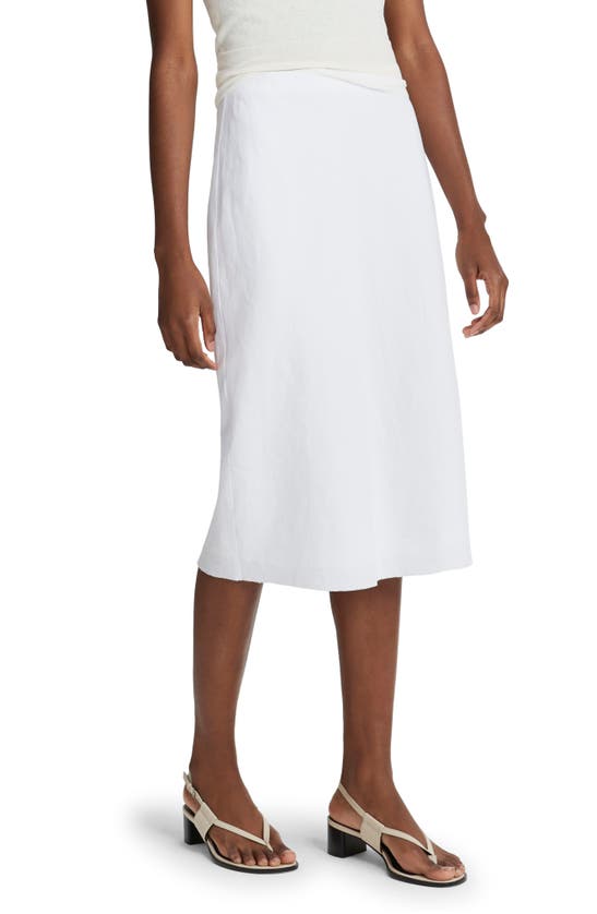 Shop Vince Easy Linen Blend Slip Skirt In Optic White