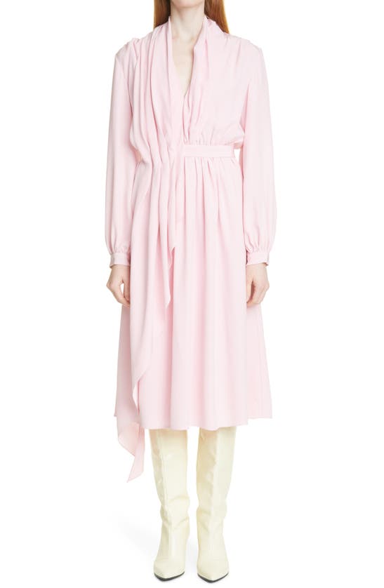 Adam Lippes Asymmetric Drape Silk Charmeuse Dress In Pink