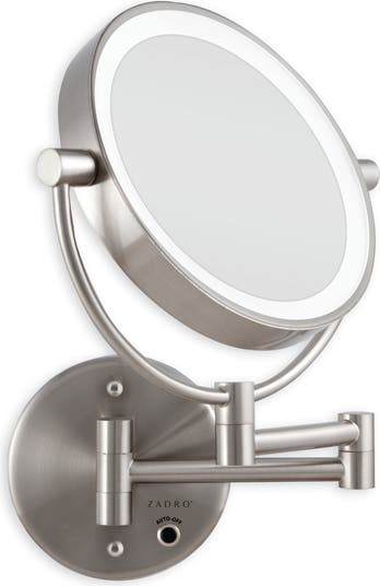 Zadro Lighted Wall Mounted Makeup Mirror with 10X/1X Magnification ...