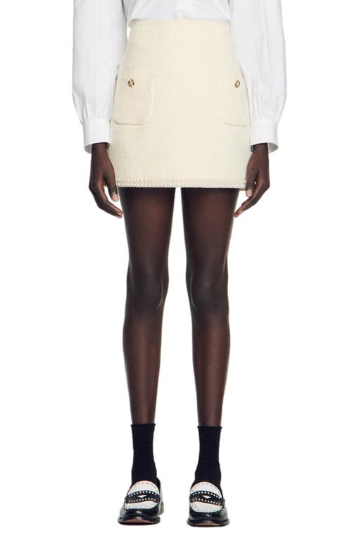 sandro Vayie High Waist Tweed Miniskirt Ecru at Nordstrom,