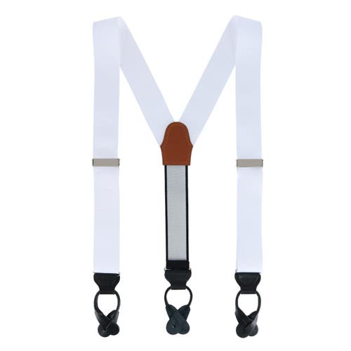 Trafalgar Phoenix 38mm Grosgrain Non Stretch Ribbon Button End Suspenders In White