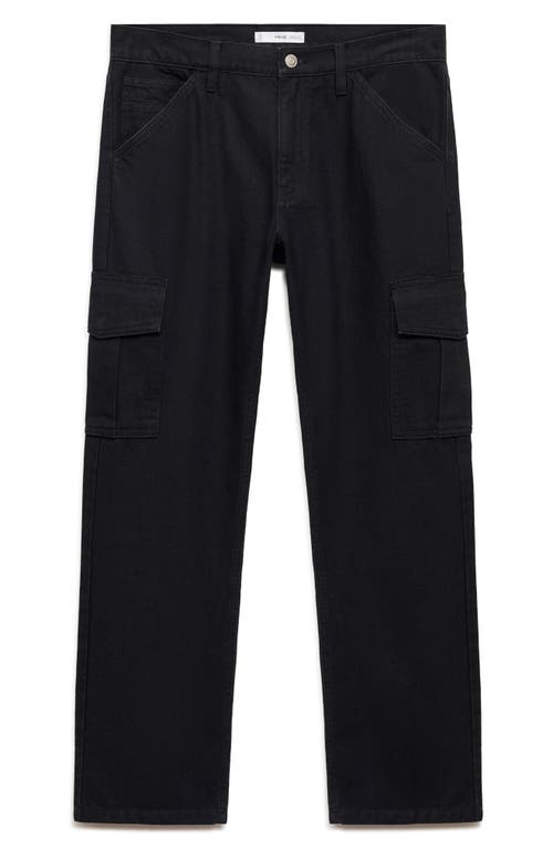Mango Regular Fit Cargo Jeans In Black Denim