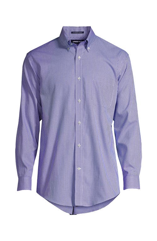 Shop Lands' End Traditional Fit Solid No Iron Supima Pinpoint Buttondown Collar Dress Shirt In Light Blue