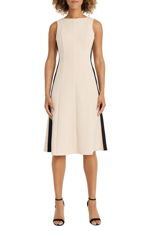 Shop Maggy London Stripe Bateau Neck Sheath Dress In Horn