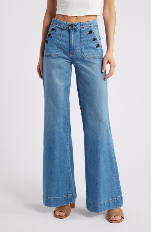 Shop Askk Ny Brick House Wide Leg Sailor Jeans In Harbour