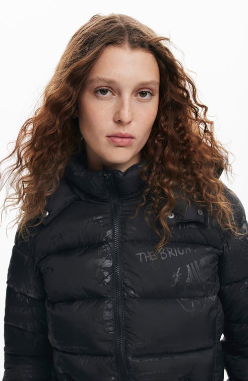 Shop Desigual Drammen Embossed Puffer Jacket In Black