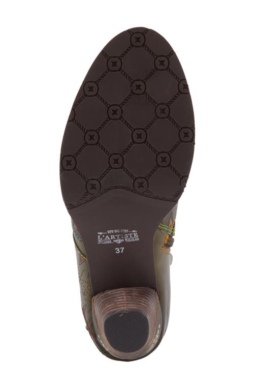 L'artiste By Spring Step Niobe Cap Toe Bootie In Olive Multi